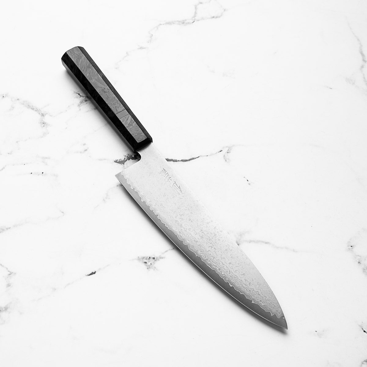 Senzo Black VG10 Damascus Gyuto 200mm - Dark Carbon Fibre