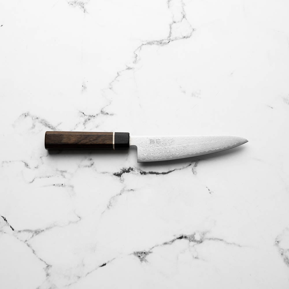 Senzo Black VG10 Damascus Small Santoku 143mm