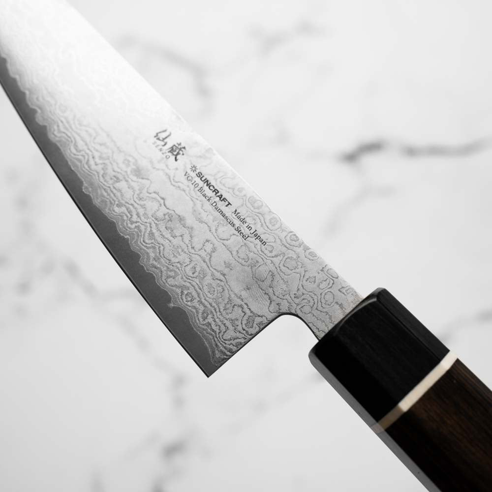 Senzo Black VG10 Damascus Small Santoku 143mm