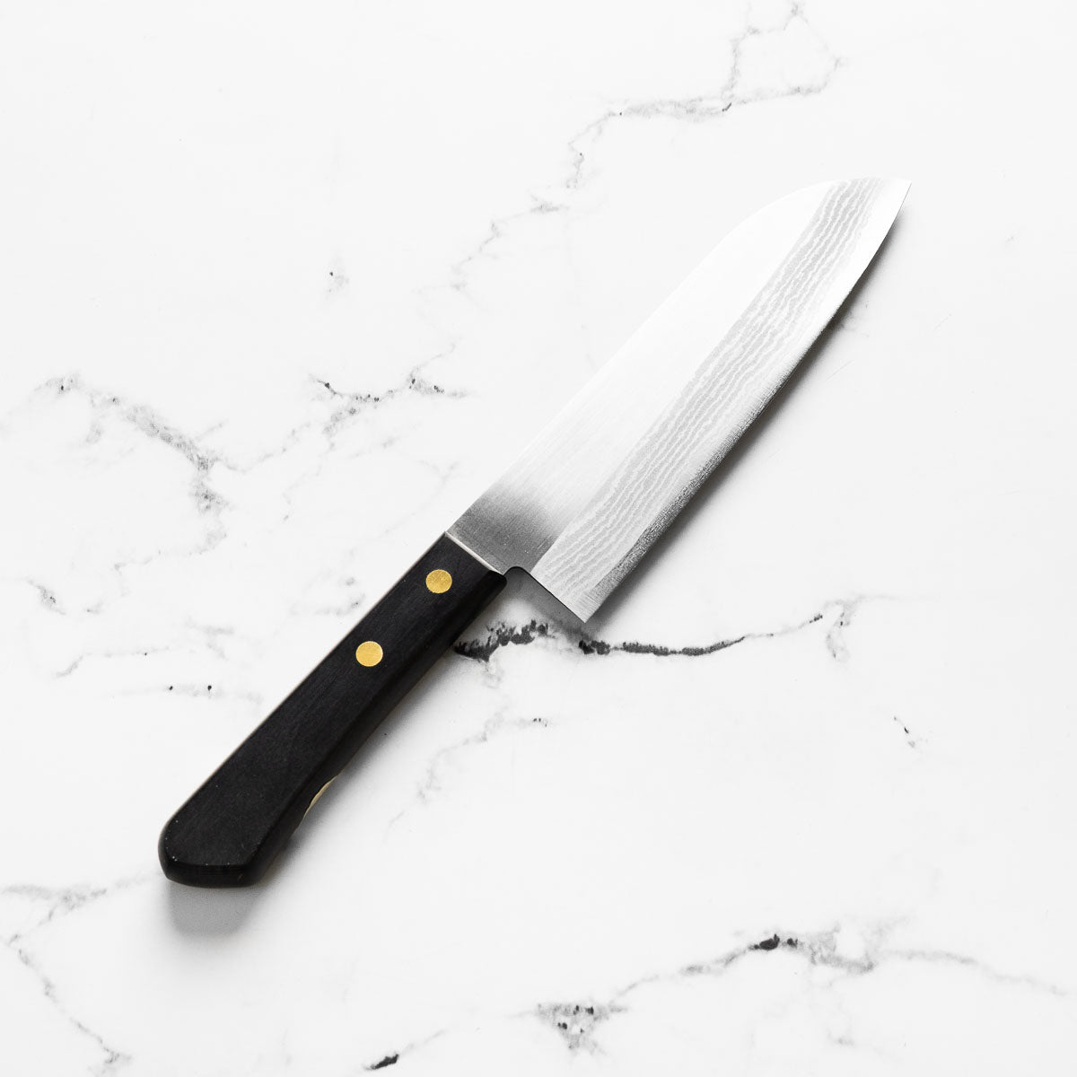 Shibamasa VG5 Damascus Santoku - Black Handle