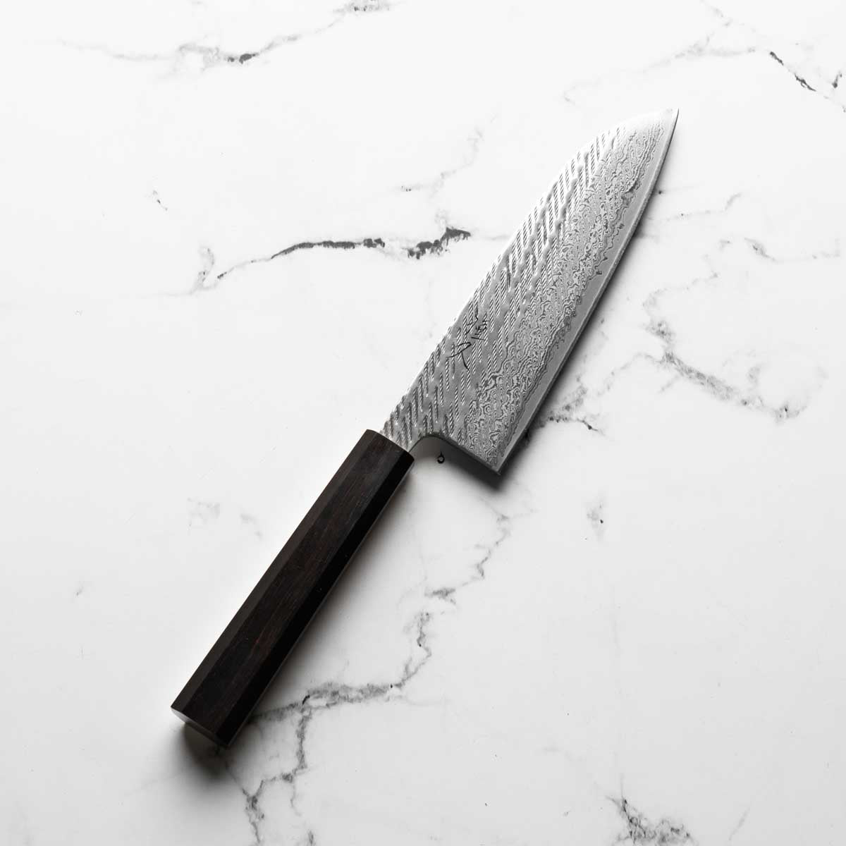 Tsunehisa AUS-10 Nawame Tsuchime Santoku 165mm - Ebony