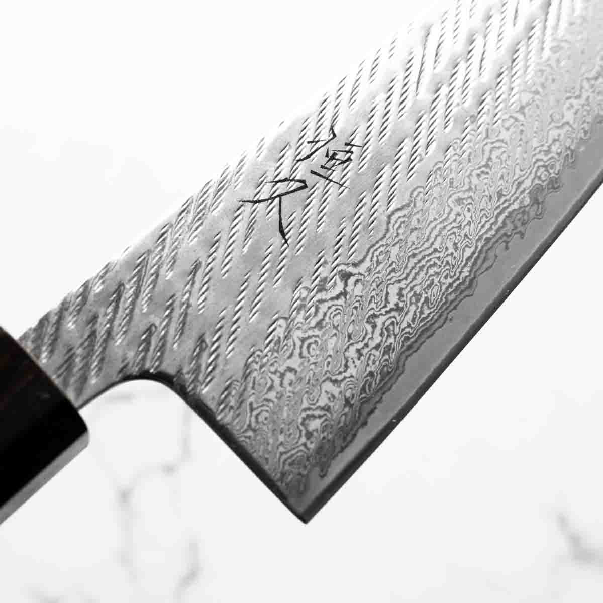 Tsunehisa AUS-10 Nawame Tsuchime Santoku 165mm - Ebony