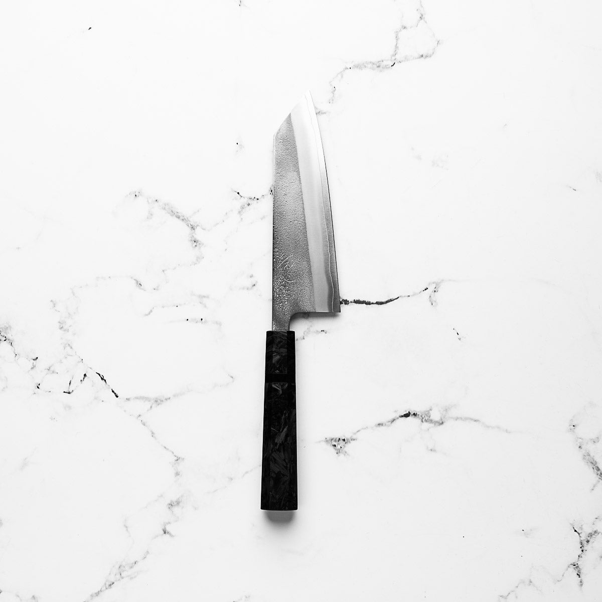 Yoshikane (Hatsukokoro) SKD Nashiji Bunka 165mm - Dark Carbon Fibre - blade detail