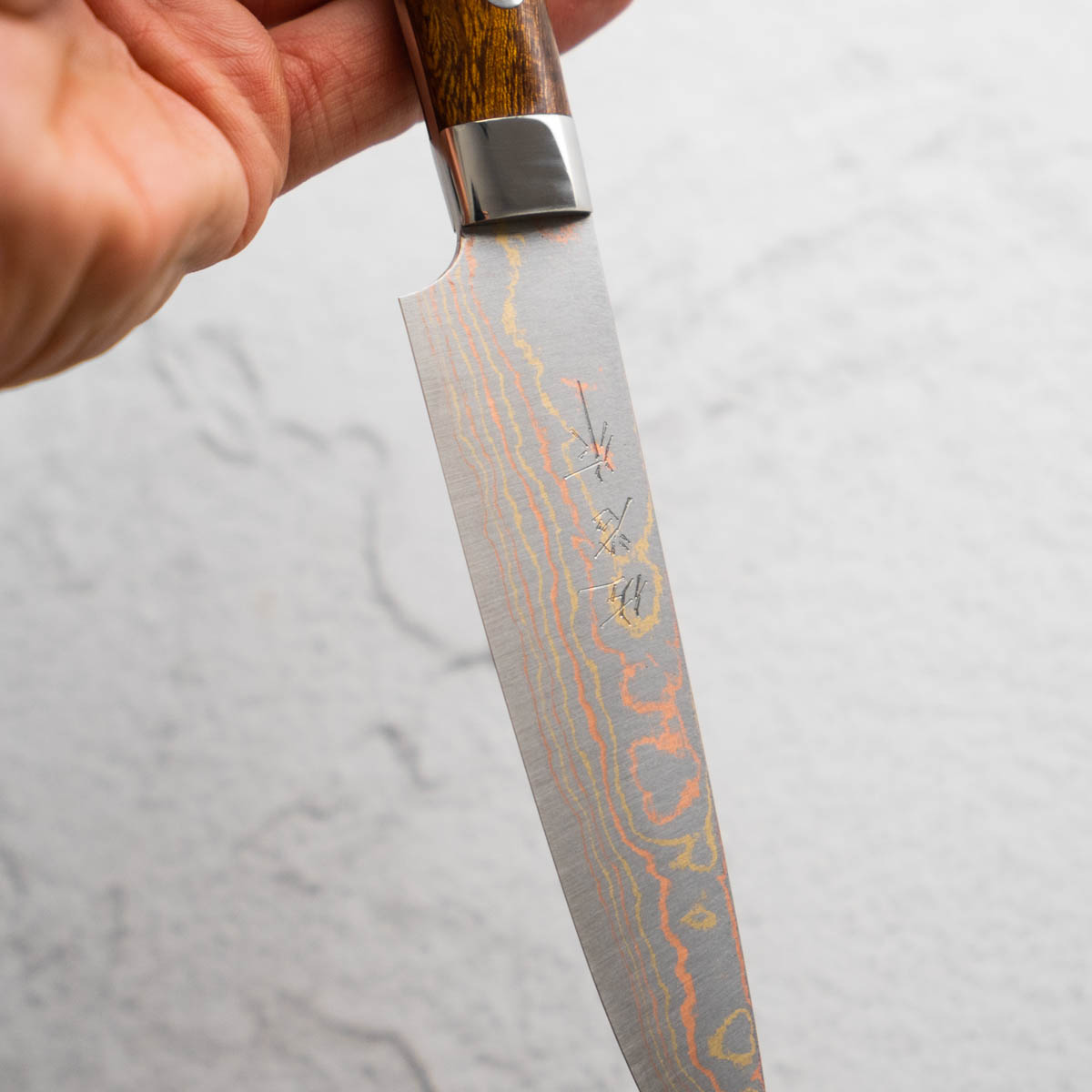 Takeshi Saji Blue 2 Rainbow Damascus Petty 135mm