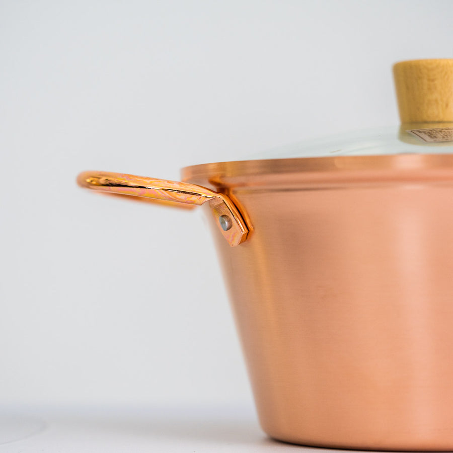 Chitose Copper Pot with Glass Lid - 20cm
